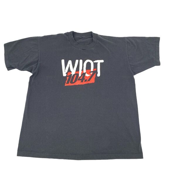 Vintage 1996 WIOT 104.7 Toledo's Rock Radio Short Sleeve T-Shirt XL Adult Black - Picture 1 of 5